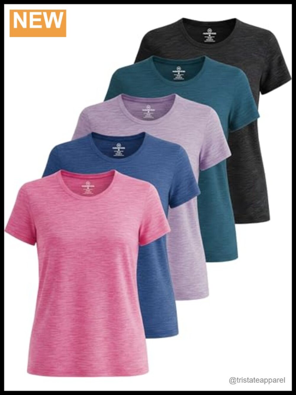5 Pack Womens Dry Fit Workout Tops Crew Neck Athletic Gym Tees